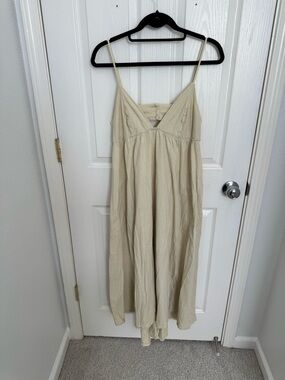 FP Beach Light Cream Maxi Dress with Spaghetti Straps